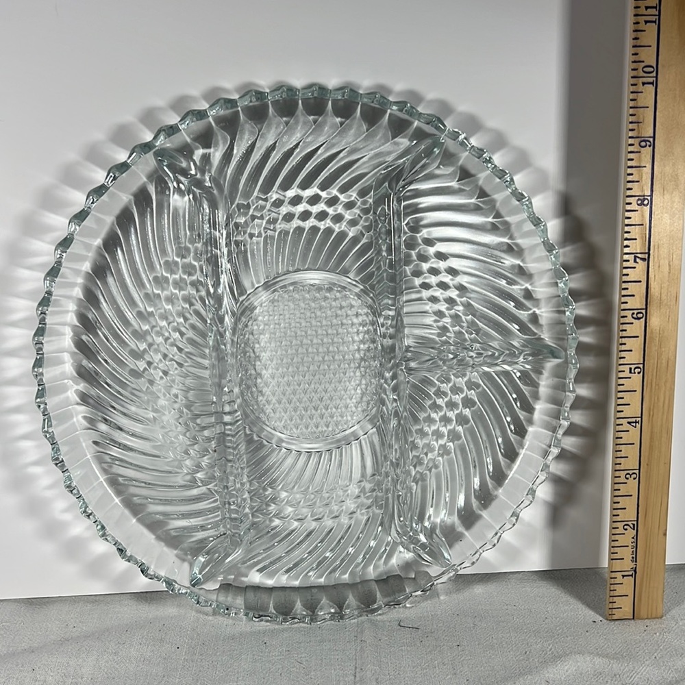 VTG Glass Serving Tray With Dividers